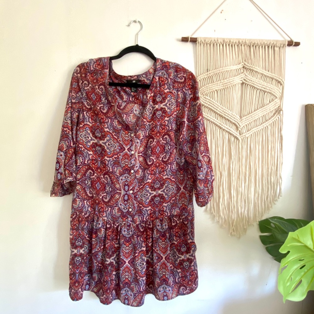 H&M Button-up Drop Waist Dress w/ Pockets
